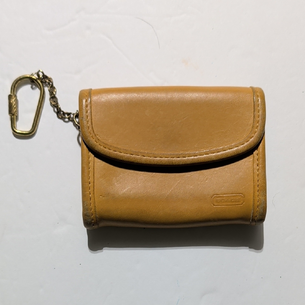 Vintage Coach Multifunction Purse Camel Tan/Yellow Leather Wallet 7219